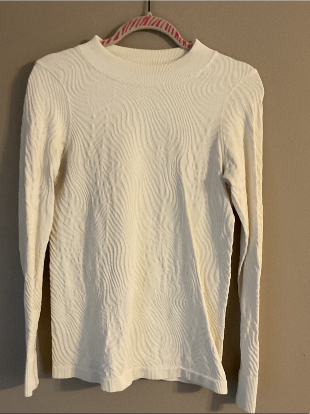 SPANX Cream Textured Cowl-Neck Sweater